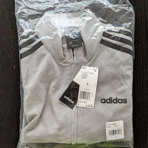 NWT Adidas Men's Essentials 3-stripes Tricot Track Jacket Solid Grey/Black Small